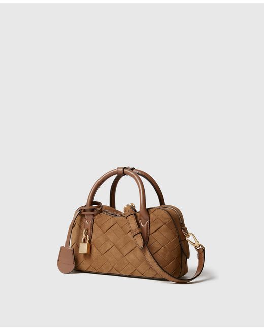 Stella McCartney Brown Ryder Woven Suede-Effect Crossbody Bag