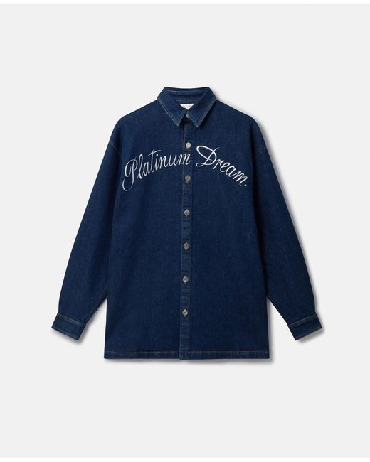 Stella McCartney Blue Platinum Dream Embroidered Oversized Denim Shirt