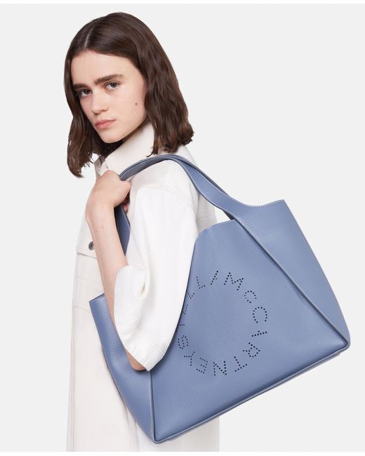 Stella McCartney Blue Logo Grainy Alter Mat Tote Bag