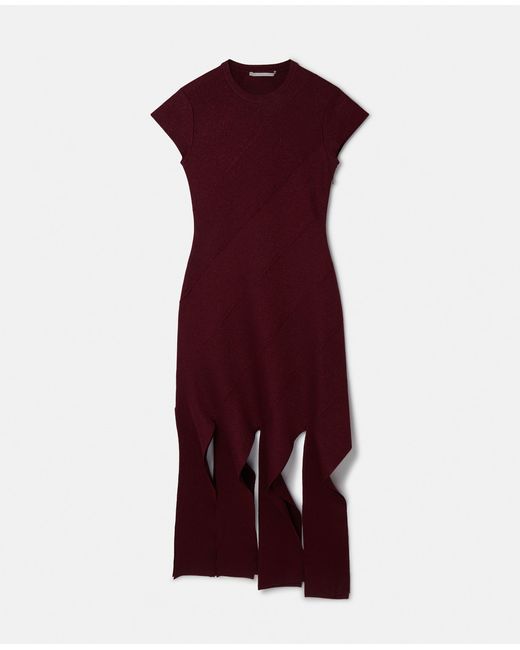 Stella McCartney Red Lurex Rib Knit Midi Dress