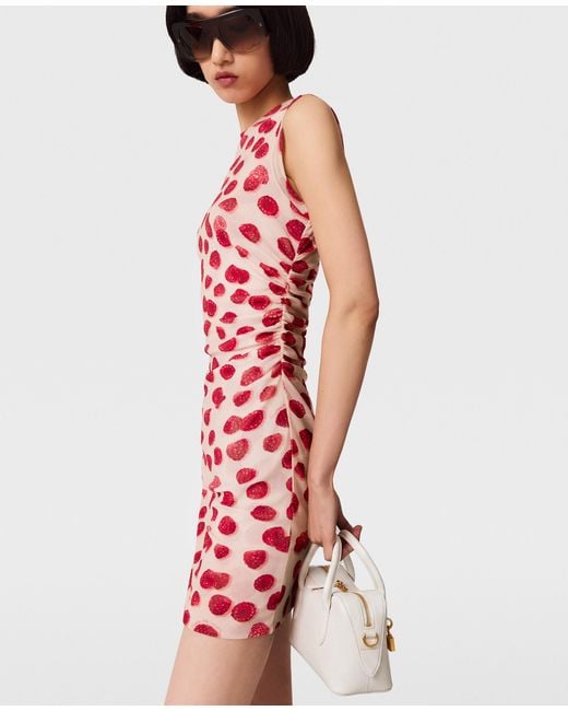 Stella McCartney White Raspberry Print Mesh Mini Dress