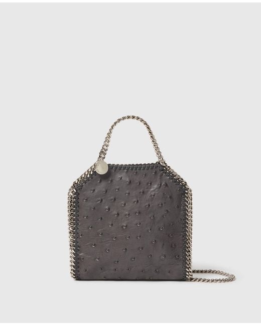 Stella McCartney Gray Falabella Ostrich Tiny Tote Bag