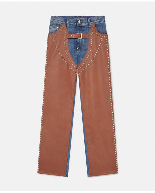 Stella McCartney Blue Chaps High-Rise Straight-Leg Jeans, , Denim And