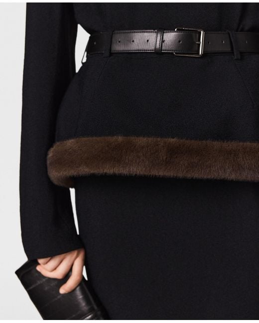 Stella McCartney Black Layered Sable Midi Dress