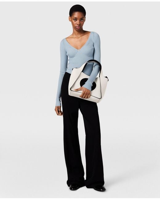 Stella McCartney Blue Textured V-neck Knit Top
