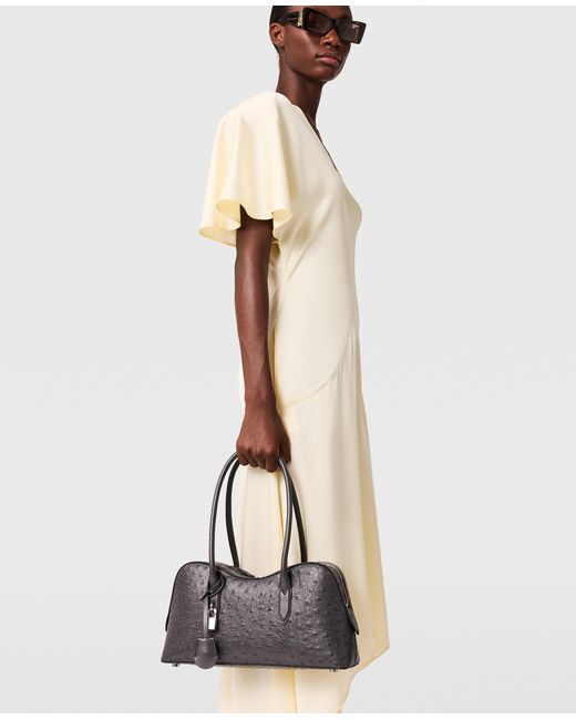 Stella McCartney Natural V-Neck Short-Sleeve Satin Midi Dress