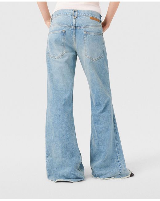 Stella McCartney Blue Clasp-embellished Low-rise Flared Jeans