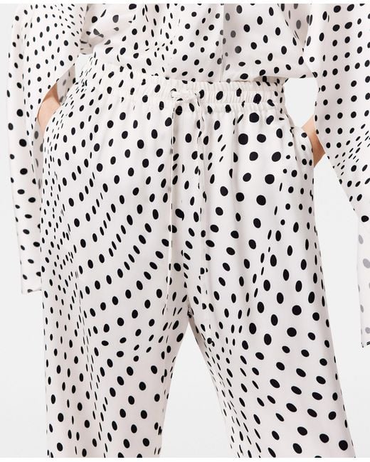 Stella McCartney White Polka Dot Satin Wide-leg Pants
