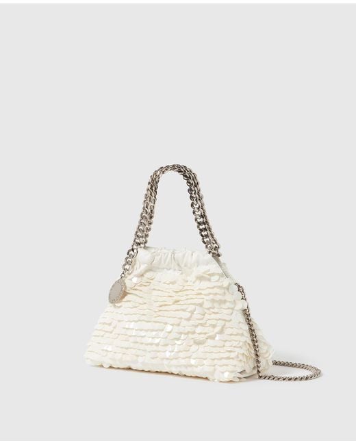 Stella McCartney Natural Falabella Mini Sequin-Embellished Drawstring Bag