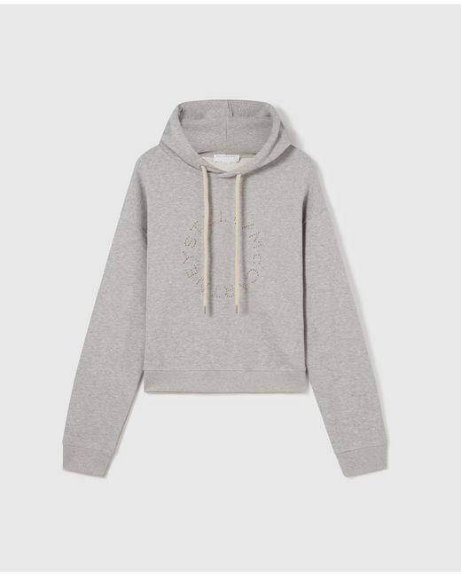 Stella McCartney Gray Logo-Embroidered Cropped Hoodie