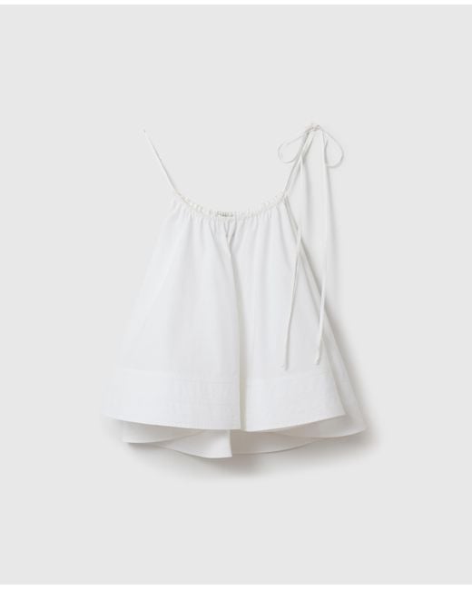 Stella McCartney White Poplin Sleeveless Frill Top