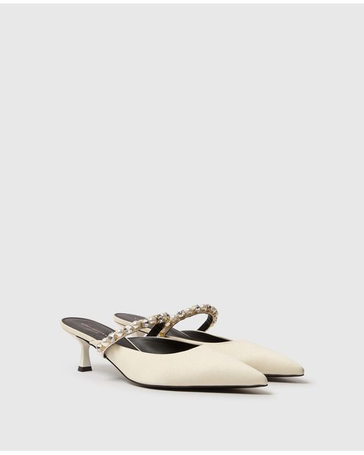 Stella McCartney White Elsa Pearl-embellished Kitten Heels