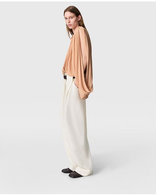 Stella McCartney White Pleated Cape-Sleeve Top