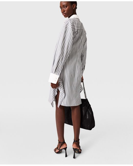 Stella McCartney Gray Long-sleeve Pinstripe Shirt Dress