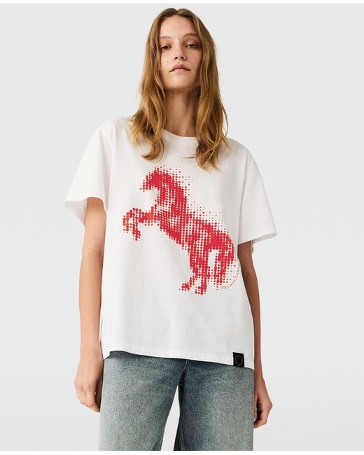 Stella McCartney White Airbrushed Horse Graphic T-Shirt