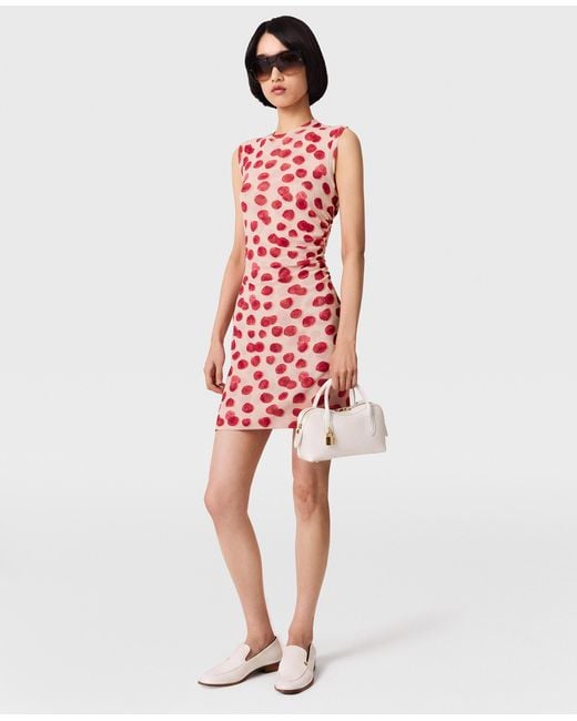 Stella McCartney White Raspberry Print Mesh Mini Dress