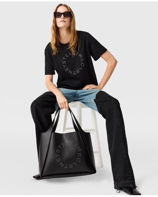 Stella McCartney Black Logo-embroidered Boyfriend T-shirt