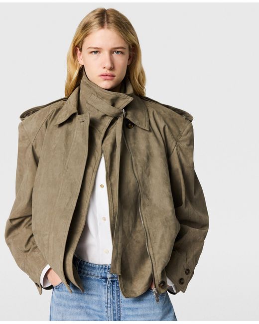 Stella McCartney Green Suede-effect Double-layer Jacket