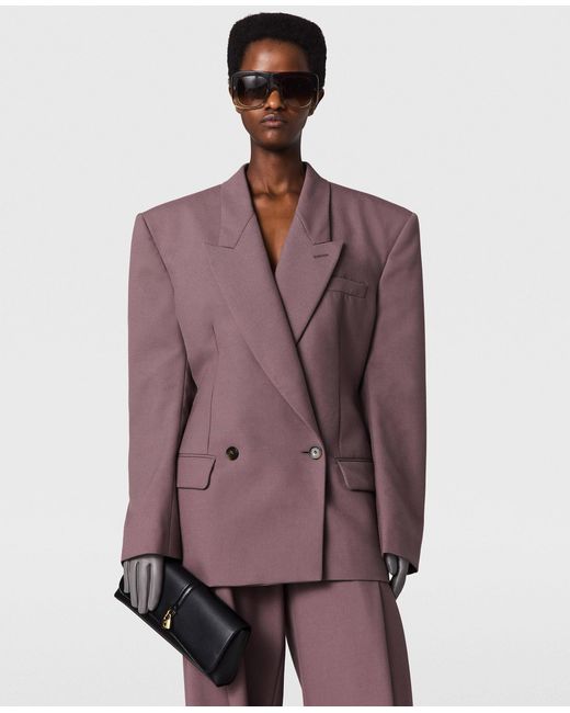 Stella McCartney Purple Canvas Double-Breasted Waisted Jacket