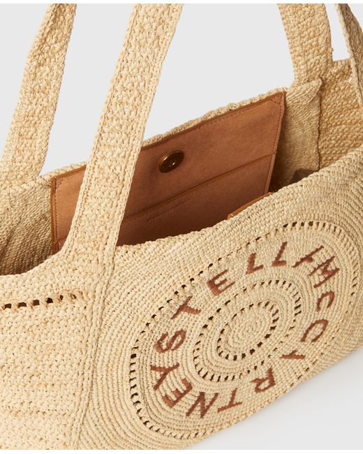 Stella McCartney Natural Logo Raffia Medium Tote Bag