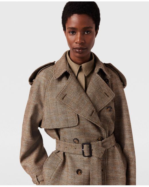 Stella McCartney Brown Belted Check Trench Coat