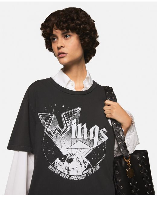 Stella McCartney Black Wings Graphic Cotton T-shirt