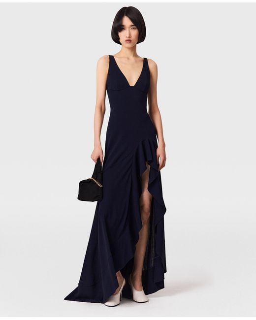 Stella McCartney Blue Frill Slit Evening Gown