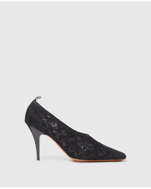 Stella McCartney Black Square-toe Lace Stiletto Pumps