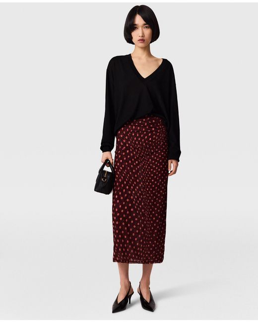 Stella McCartney Red Polka Dot Mesh Long Skirt