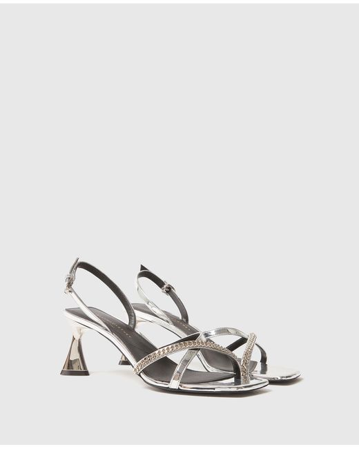 Stella McCartney White Elsa Metallic Heeled Sandals