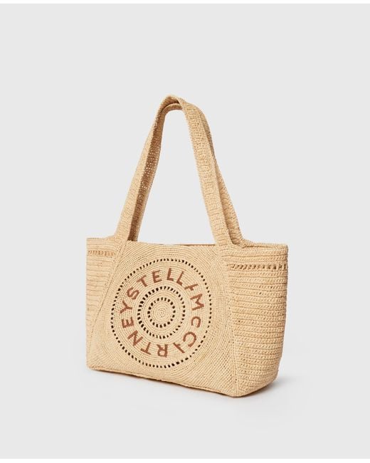 Stella McCartney Natural Logo Raffia Medium Tote Bag