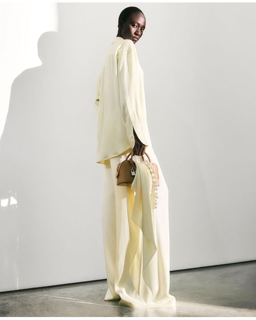 Stella McCartney Natural Oversized Drawstring Satin Trousers