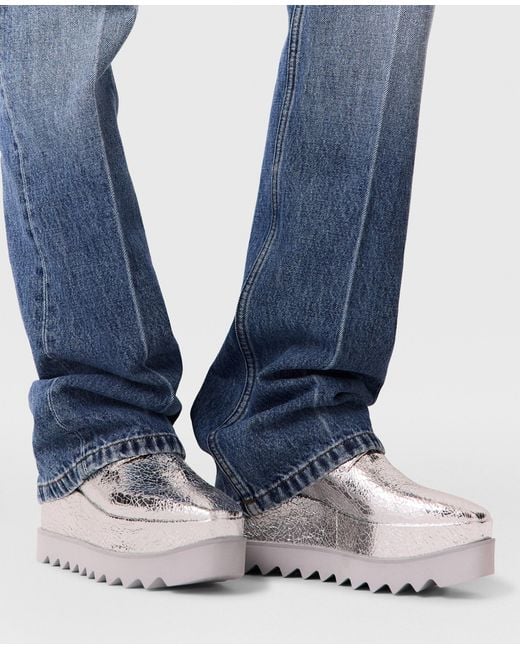 Stella McCartney White Elyse Metallic Crackled Platform Shoes