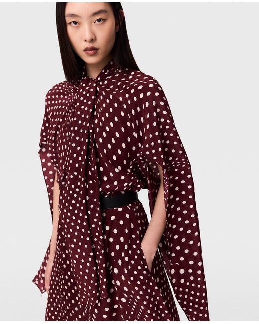 Stella McCartney Purple Tie-Neck Polka Dot Silk Dress