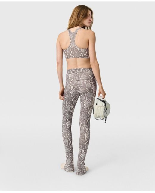 Stella McCartney Gray Roll-Top Split-Cuff Graphic Print Leggings