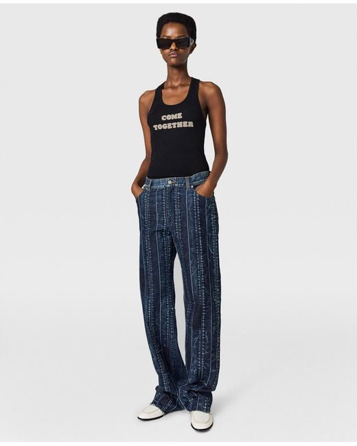 Stella McCartney Blue Waistband Panelled Straight Jeans