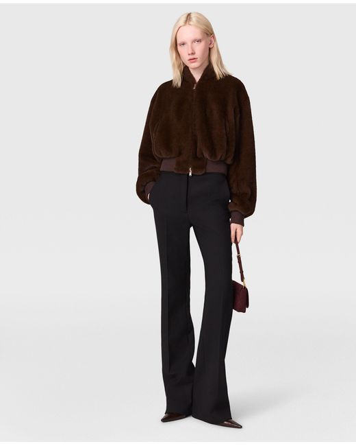 Stella McCartney Brown Plush Mink Bomber Jacket