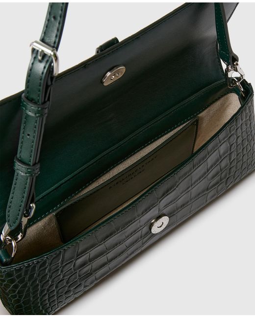 Stella McCartney Green Ryder Croc-Embossed Pochette Shoulder Bag