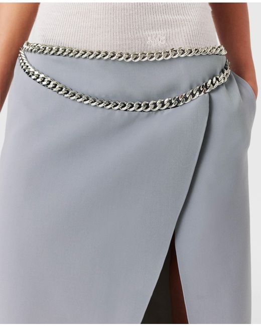 Stella McCartney Gray Falabella Chain Wool Midi Skirt