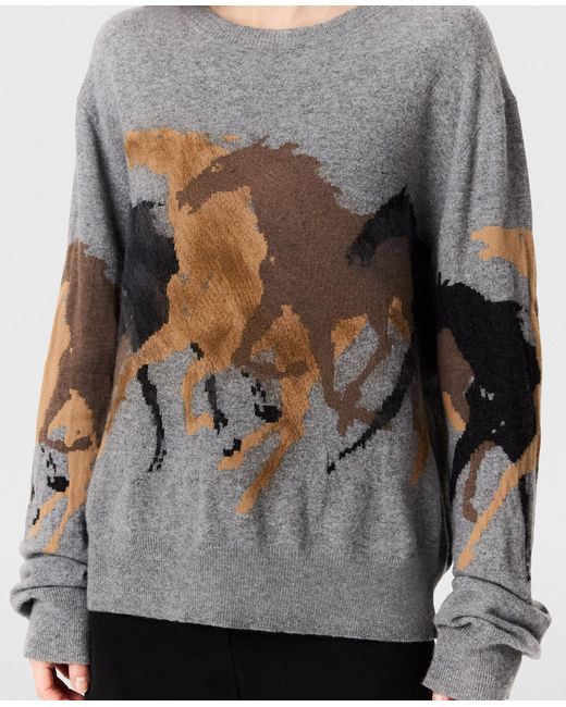 Stella McCartney Gray Racing Horses Knit Jumper