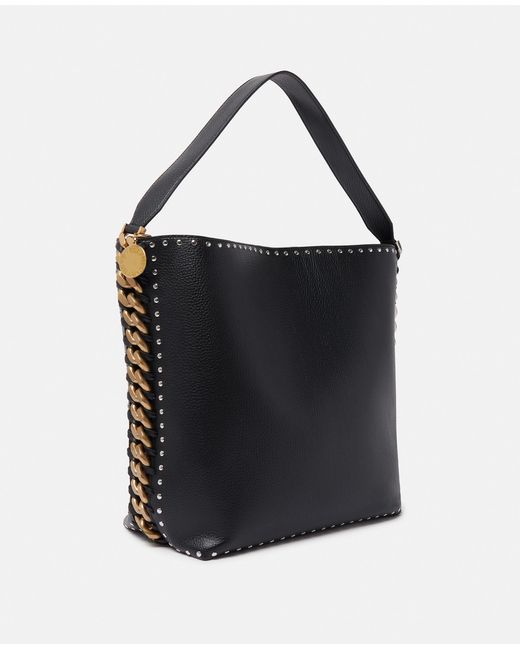 Stella McCartney Black Frayme Studded Grainy Alter Mat Tote Bag