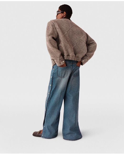 Stella McCartney Oversized Tweed Bomber Jacket in Grey | Lyst UK