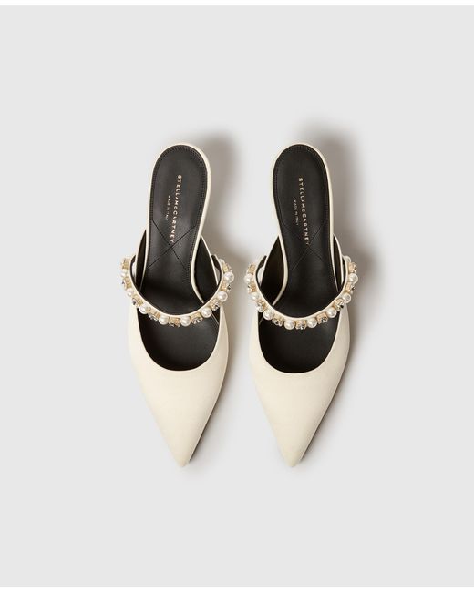Stella McCartney White Elsa Pearl-embellished Kitten Heels
