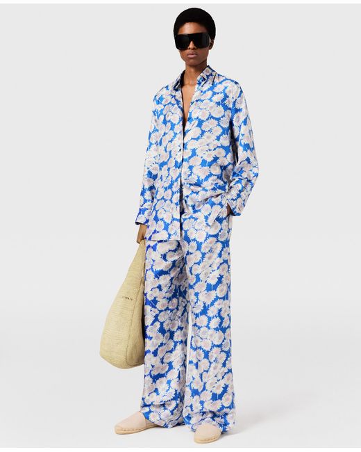 Stella McCartney Blue Daisy Print Oversized Trousers