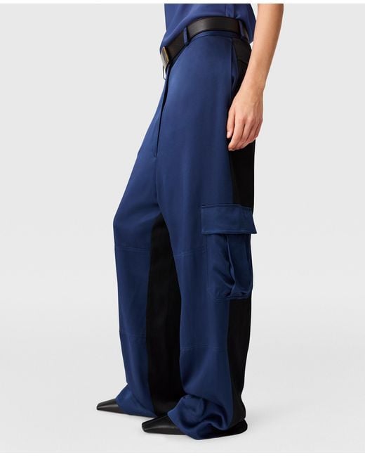 Stella McCartney Blue Oversized Satin Cargo Trousers