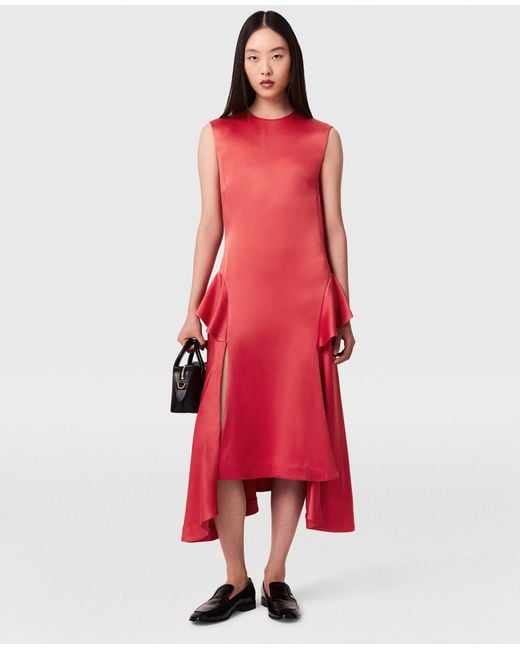 Stella McCartney Red Draped Satin Midi Dress