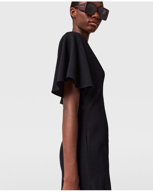 Stella McCartney Black V-Neck Short-Sleeve Satin Midi Dress