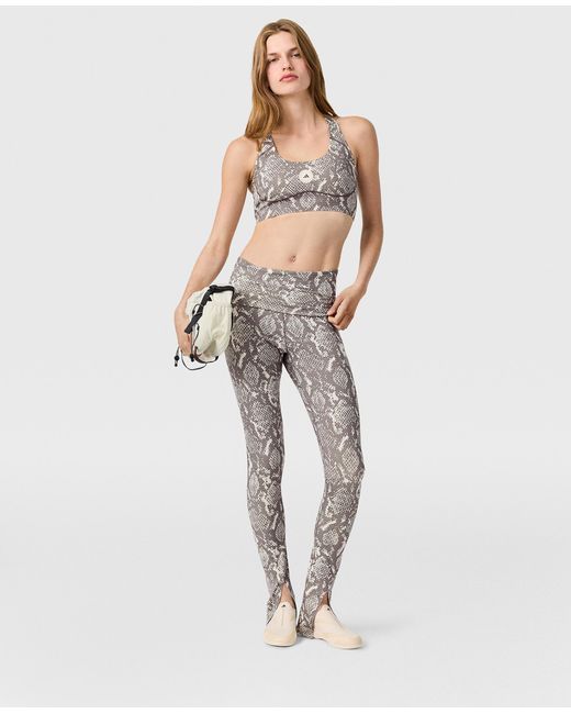 Stella McCartney Gray Roll-Top Split-Cuff Graphic Print Leggings