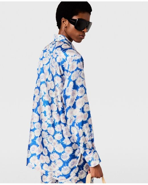 Stella McCartney Blue Daisy Print Oversized Shirt