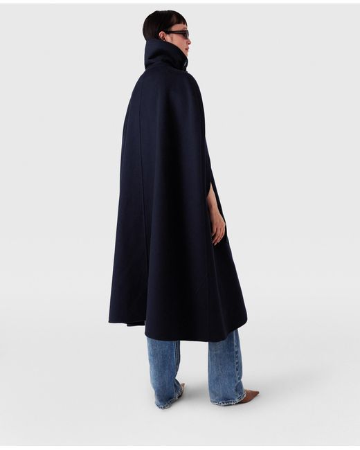 Stella McCartney Blue High-Neck Button-Up Cape
